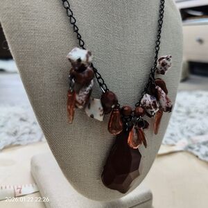 Chic Brown and Black Beaded Necklace